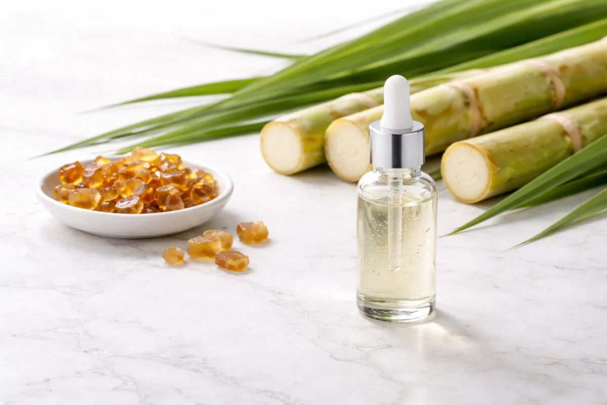 Ácido succínico utilizado en cosmética para equilibrar piel grasa y mejorar imperfecciones