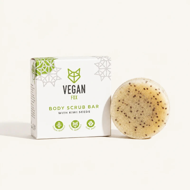 Exfoliante corporal sólido con semillas de kiwi Vegan Fox