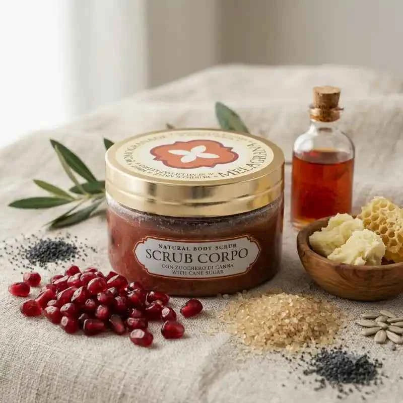 Combo de granada, exfoliante y jabón