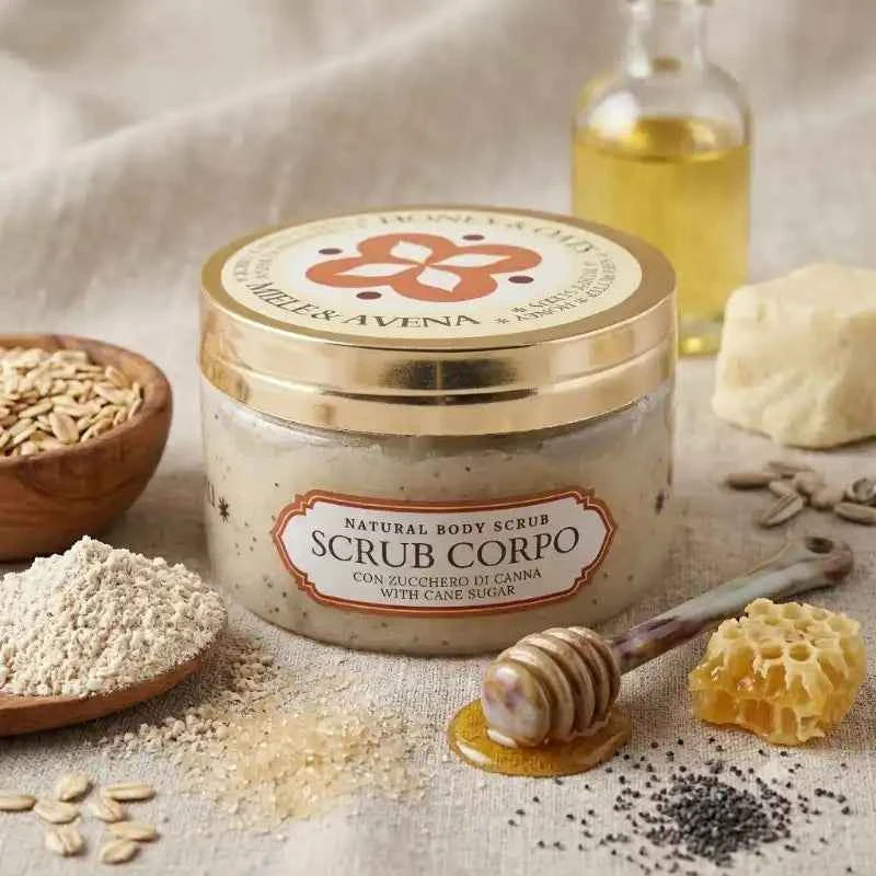 Combo de miel y avena, exfoliante y jabón