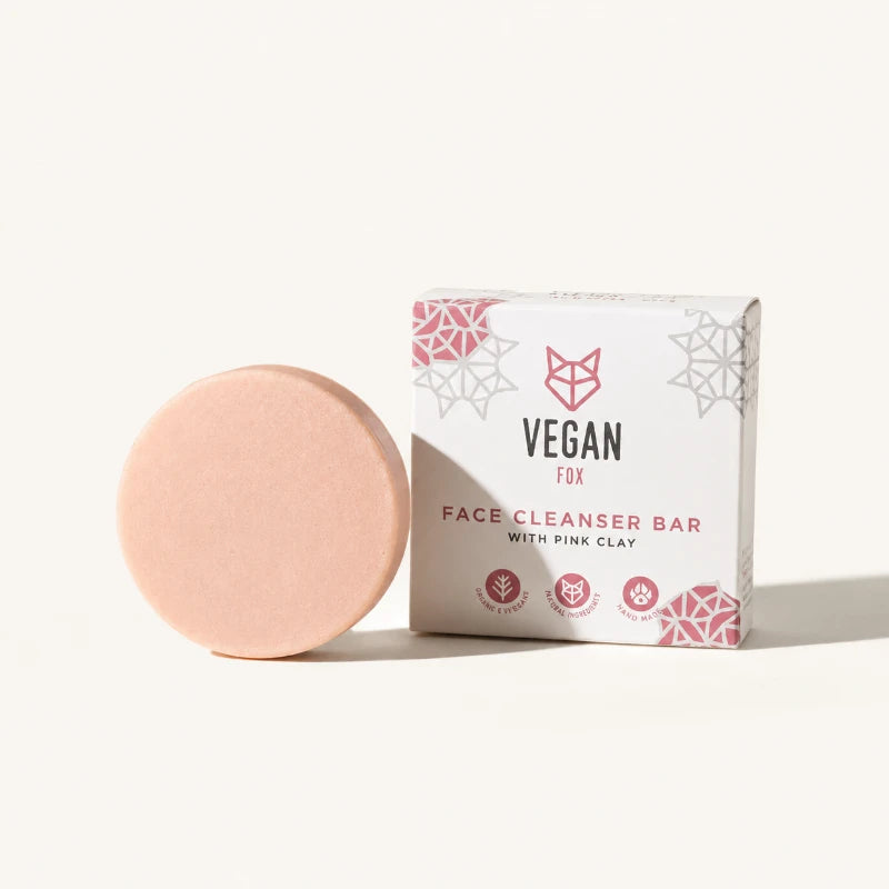 Limpiador facial sólido de arcilla rosa Vegan Fox