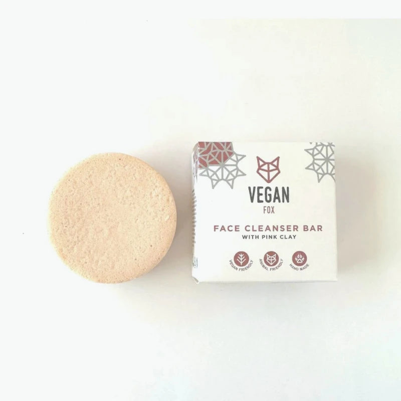 Limpiador facial sólido de arcilla rosa Vegan Fox